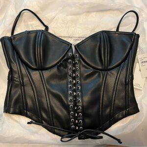 Good American Faux Leather Lace Up Bustier/Corset